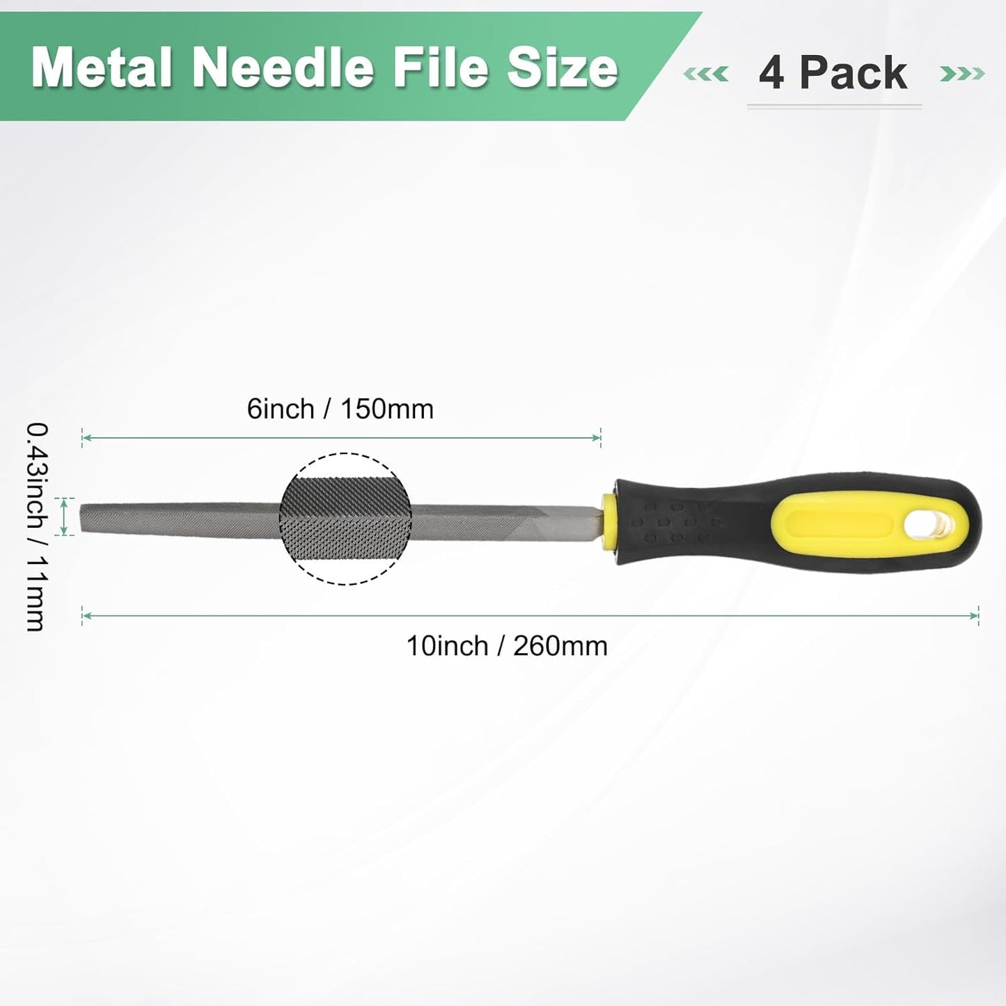 M METERXITY Triangular Metal File 10 Inch, High Carbon Steel Diamond Hand W PVC Grip Handle for Wood/Metal/Ceramic/Glass/Stone/Jewelry/Tile/Model/DIY/Sharpening File