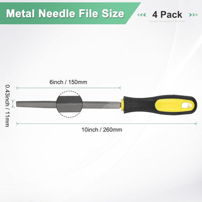 M METERXITY Triangular Metal File 10 Inch, High Carbon Steel Diamond Hand W PVC Grip Handle for Wood/Metal/Ceramic/Glass/Stone/Jewelry/Tile/Model/DIY/Sharpening File