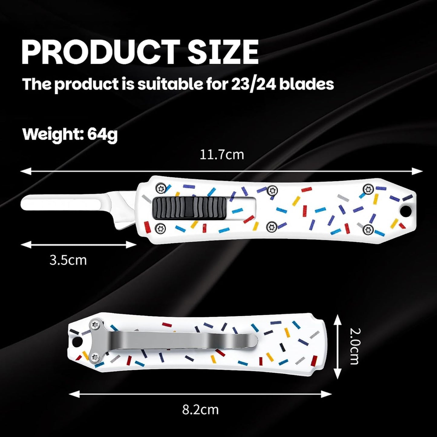 Automatic Utility Knife,All Metal Construction Carbon Stainless Steel Blade,Box Cutter Quick Change Retractable,EDC Push Button with Clip,10PCS #23 Blades Replacement,Stars&Stripes