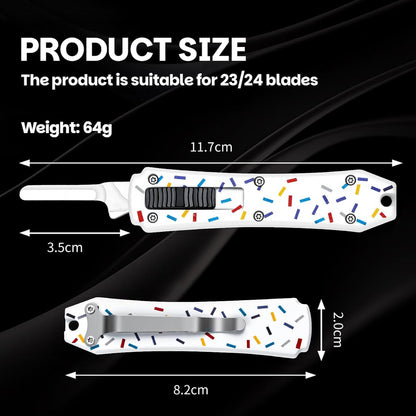 Automatic Utility Knife,All Metal Construction Carbon Stainless Steel Blade,Box Cutter Quick Change Retractable,EDC Push Button with Clip,10PCS #23 Blades Replacement,Stars&Stripes