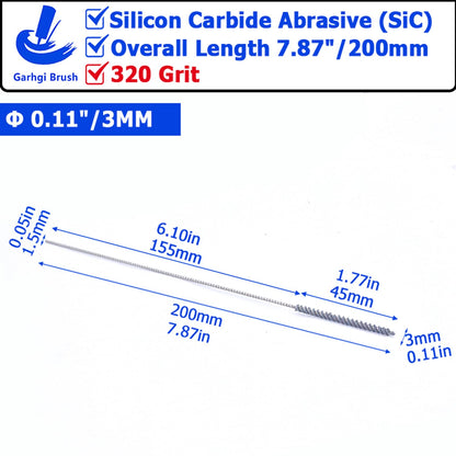 Garhgi 0.177" (4.5mm) Cylinder Hone Brush, 240 Grit Silicon Carbide Abrasive Nylon Spheres for Metal Stainless Steel Cast Iron Deburring Deglazing Surface Finishing Small Diameters
