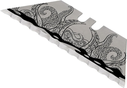NDZ Performance Serrated Steel Blade Replacement for Utility Knife & Box Cutters, Custom Double Sided Laser Engraved Designs, Silver - Skull - 3 Pack