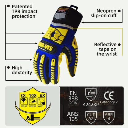 Seibertron High-Vis Series Cut Resistant Reducing Anti-Impact Mechanics Heavy Duty Safety Rescue Oil and Gas Gloves
