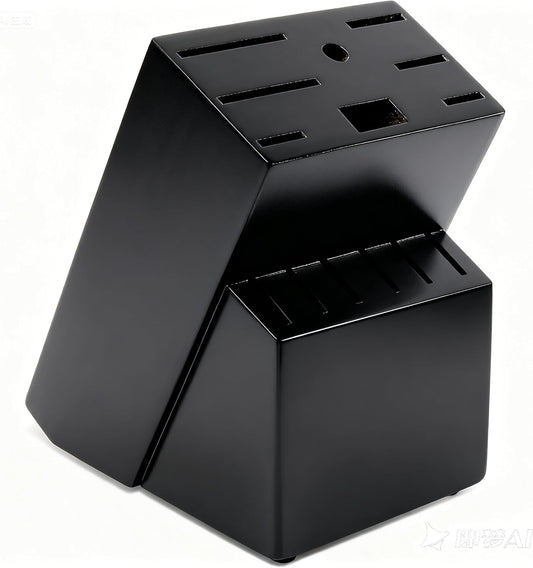 Teak Wood Knife Block Organizer, 14-Slot Kitchen Counter Storage Holder, Universal Design (Brown)