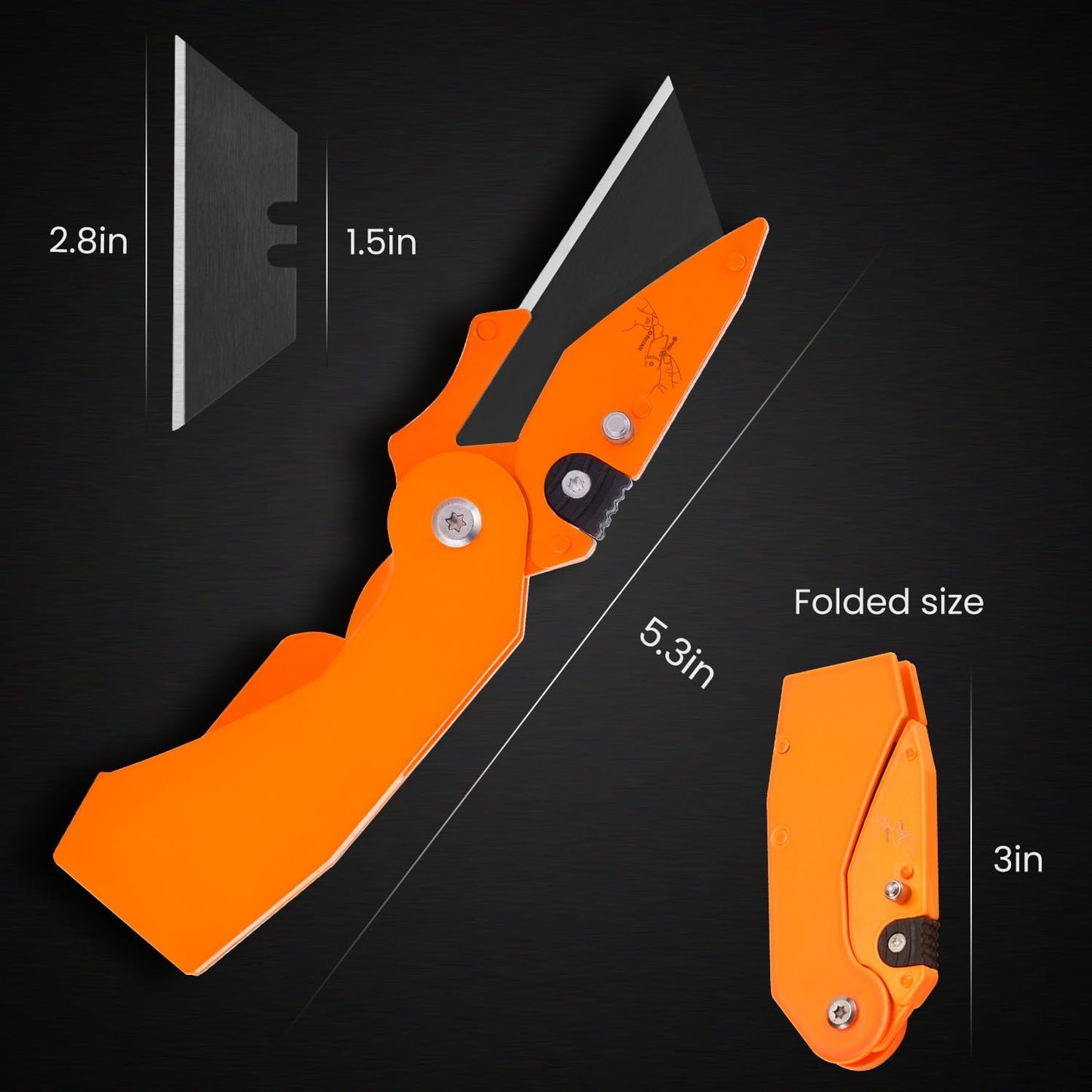 Lichamp 6-Pack Folding Utility Knife, Quick-Change Box Cutter with Razor Blades & Belt Clip, Portable Construction Tool for DIY, Outdoor & Warehouse Use, Black