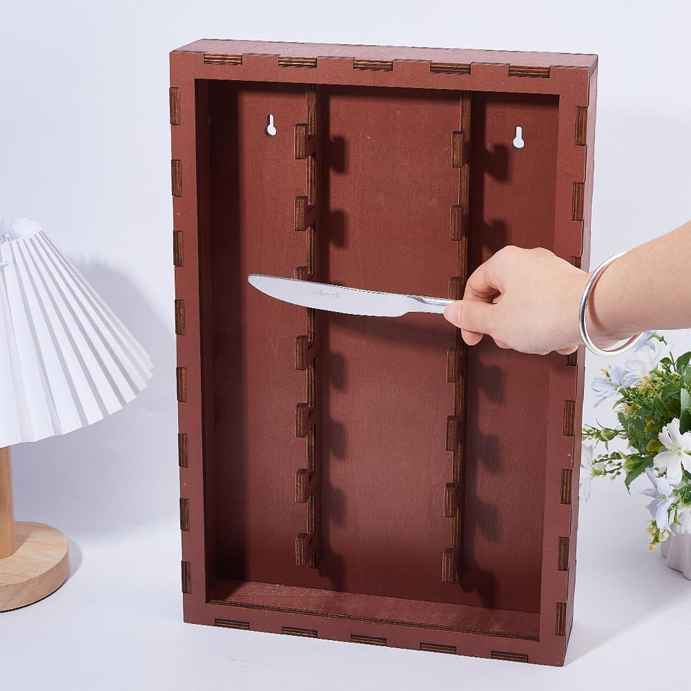 DICOSMETIC 7 Layer Wood Pocket Knife Display Case 16.73x10.83x2.36 Inch Wall Mount Knives Collection Display Holder for Collection and Storage, Holds up to 7 Knives