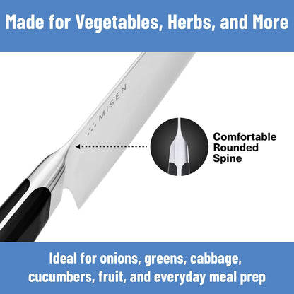 Misen 5.5” Nakiri Knife - Japanese Vegetable Knife, AICHI ACUTO440 High-Carbon Stainless Steel - Razor-Sharp 14° Edge - Compact, Rust-Resistant Kitchen Knife for Chopping, Slicing & Meal Prep - Blue