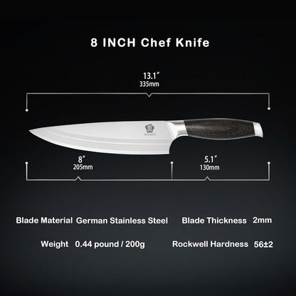 WILDMOK Meat Cleaver Knife 7.8 Inch, Ultra Sharp Chinese Chef's Knives - Kitchen Chopping Knife, German Steel & Ergonomic Handle for Meat Cutting Vegetable Slicing