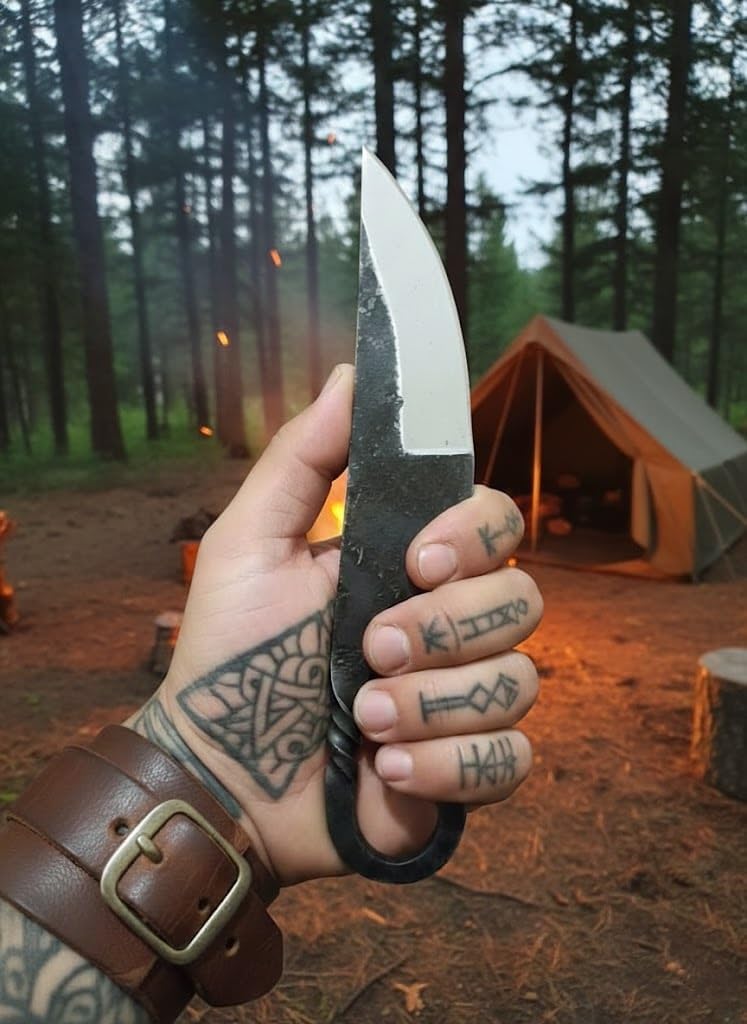 Fixed Blade Hunting Forged Tracker Knife - 8 Inches Carbon Steel Razor Sharp Blade Full Tang Bushcraft Knives with Premium Leather Belt Sheath. Used For Hunting Outdoor Camping, Hiking, Skining Knife.
