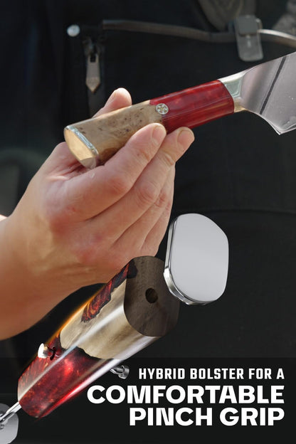 Dalstrong Chef & Cleaver Hybrid Knife - The 'Crixus' - 8 inch - Valhalla Series - 9CR18MOV HC Steel - Celestial Resin & Wood Handle - Razor Sharp Chef's Knife - w/Leather Sheath