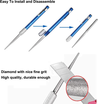 1 PCS Retractable Knife Sharpener, BravOne 3 in 1 Portable Diamond Knife Sharpening Steel Rod Pen Shape Knife Sharpening Stick for Kitchen Knife, Fish Hook, Outdoor Exploration