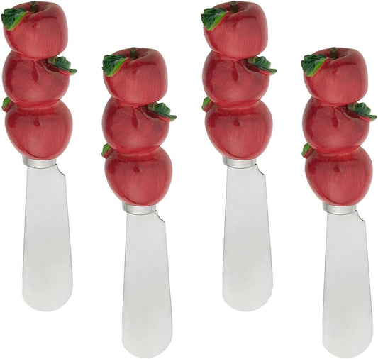 Supreme Housewares Pineapple Cheese Spreaders, Hand-Painted Resin Handles with Stainless Steel Blades for Spreading Cream Cheese, Butter, Jam, or Sandwich, Set of 4