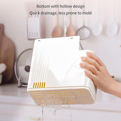 Universal Knife Block Holder for Kitchen, Space Saving, Versatile Cutter Stand with Scissors Slot, Compartment Design, Modern Knife Utensil Holder, Edge-Protect Knife Storage Organizer (GY)