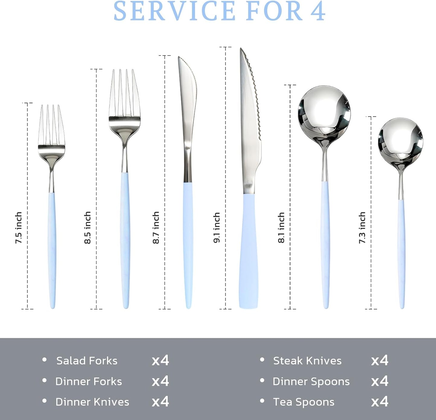 Astercook Silverware Set 48-Piece Gold Flatware Set with Steak Knives Food-Grade Stainless Steel Cutlery Set for 8 Mirror Polished Utensils Set for Home Kitchen Restaurant Valentine's Gift