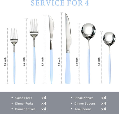 Astercook Silverware Set 48-Piece Gold Flatware Set with Steak Knives Food-Grade Stainless Steel Cutlery Set for 8 Mirror Polished Utensils Set for Home Kitchen Restaurant Valentine's Gift