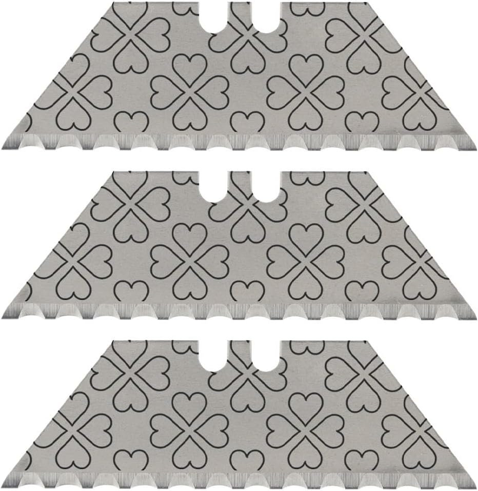 NDZ Performance Serrated Steel Blade Replacement for Utility Knife & Box Cutters, Custom Double Sided Laser Engraved Designs, Silver - Skull - 3 Pack