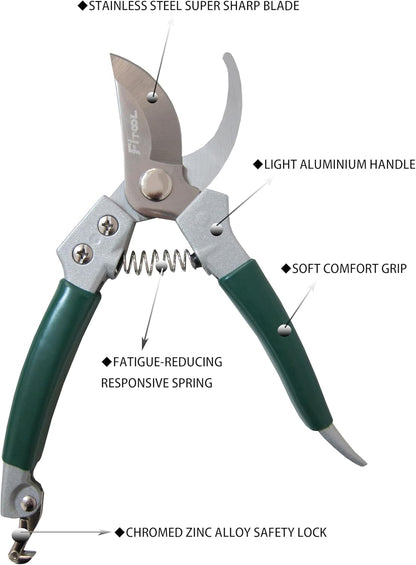 Floral Pruning Shears, Aluminium Handle With Stainless Steel Needle Nose Blade, for Arranging Flowers, Trimming Plants and Harvesting Herbs, Fruits or Vegetables, Florist Scissors 8-Inch (Straight)