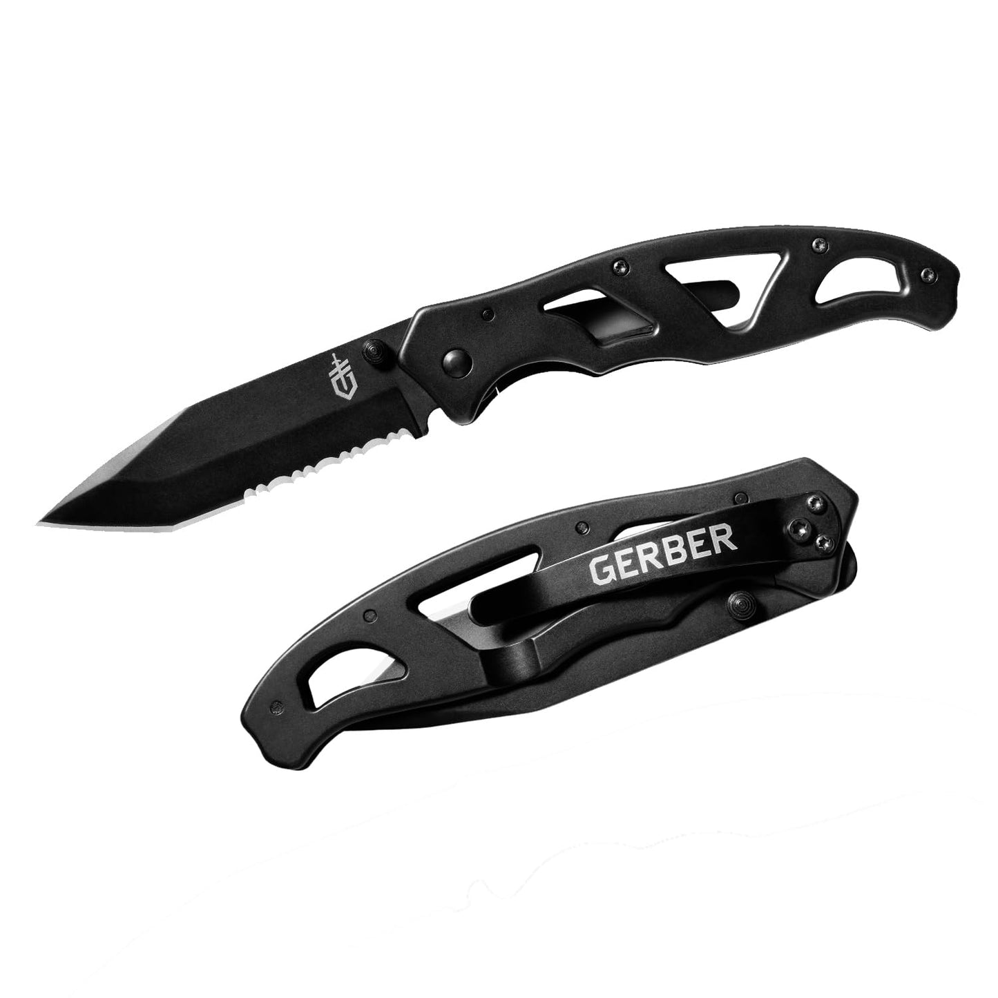 Gerber Gear Paraframe I EDC Folding Pocket Knife, 3" Serrated Edge with Safety Frame Lock, Stainless Steel, Grey