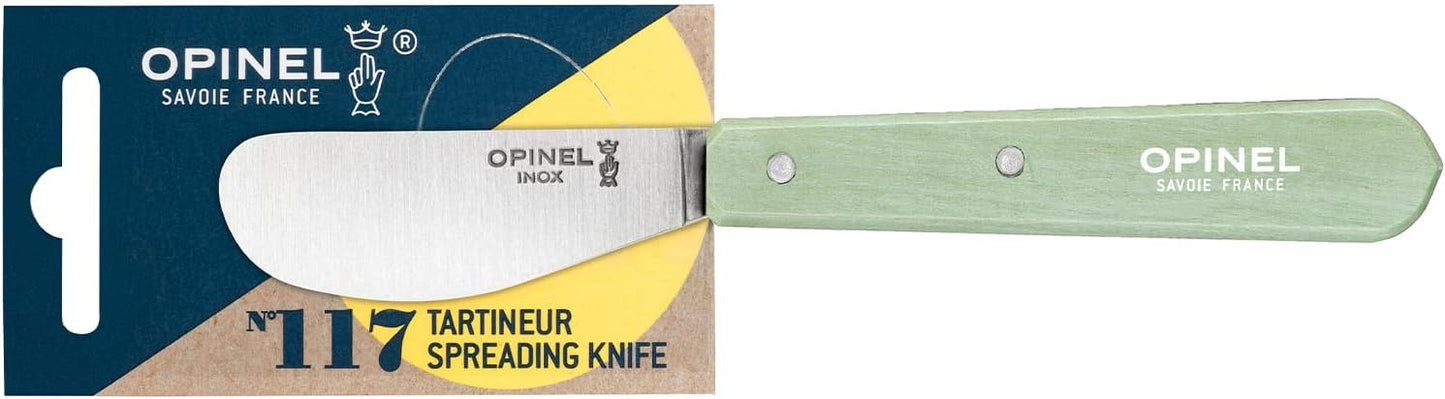 OPINEL Essential No.117 Spreading + Butter Knife, Painted Hornbeam Wood Handles, Made in France (Natural)