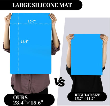LEOBRO Silicone Mats, 3 PCS 15.7”x 11.7” Silicone Mats for Crafts, Resin Molds, Play Dough Mat for Resin, Clay, Craft Supplies, Orange & Purple & Blue
