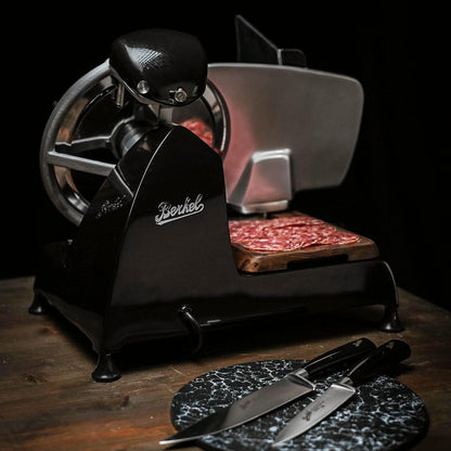 Berkel Presenting Board for Red Line 250 Slicers | Wooden Board | Stainless Steel Plate | Display Meat, Prosciutto, Cheese, Vegetables, and more | Made in Italy