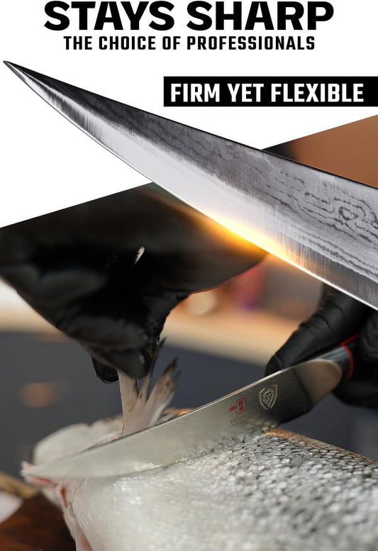 Dalstrong Boning Knife - 6 inch - Shogun Series ELITE - Damascus - AUS-10V Japanese Steel - Fillet Knife Gift - Carving, Boning, Trimming, Deboning - Black G10 Handle - Sheath Included