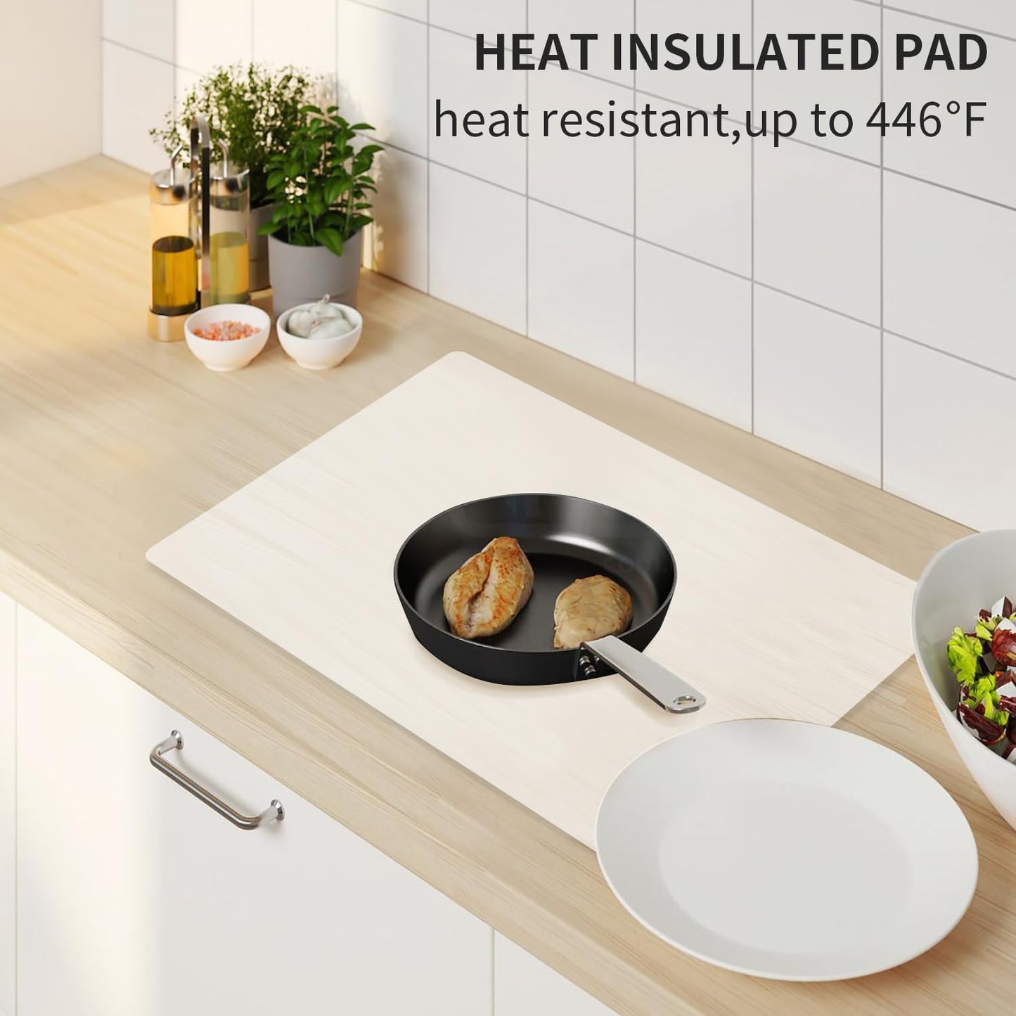 Extra Large Dark Green Countertop Mat - Silicone Table Kitchen Desk Mat - Non-Slip & Heat Resistant - Dinner Placemat Pastry Dough Rolling Mat - Colors A