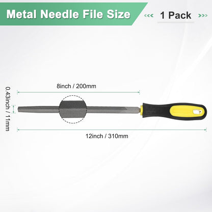 M METERXITY Triangular Metal File 10 Inch, High Carbon Steel Diamond Hand W PVC Grip Handle for Wood/Metal/Ceramic/Glass/Stone/Jewelry/Tile/Model/DIY/Sharpening File
