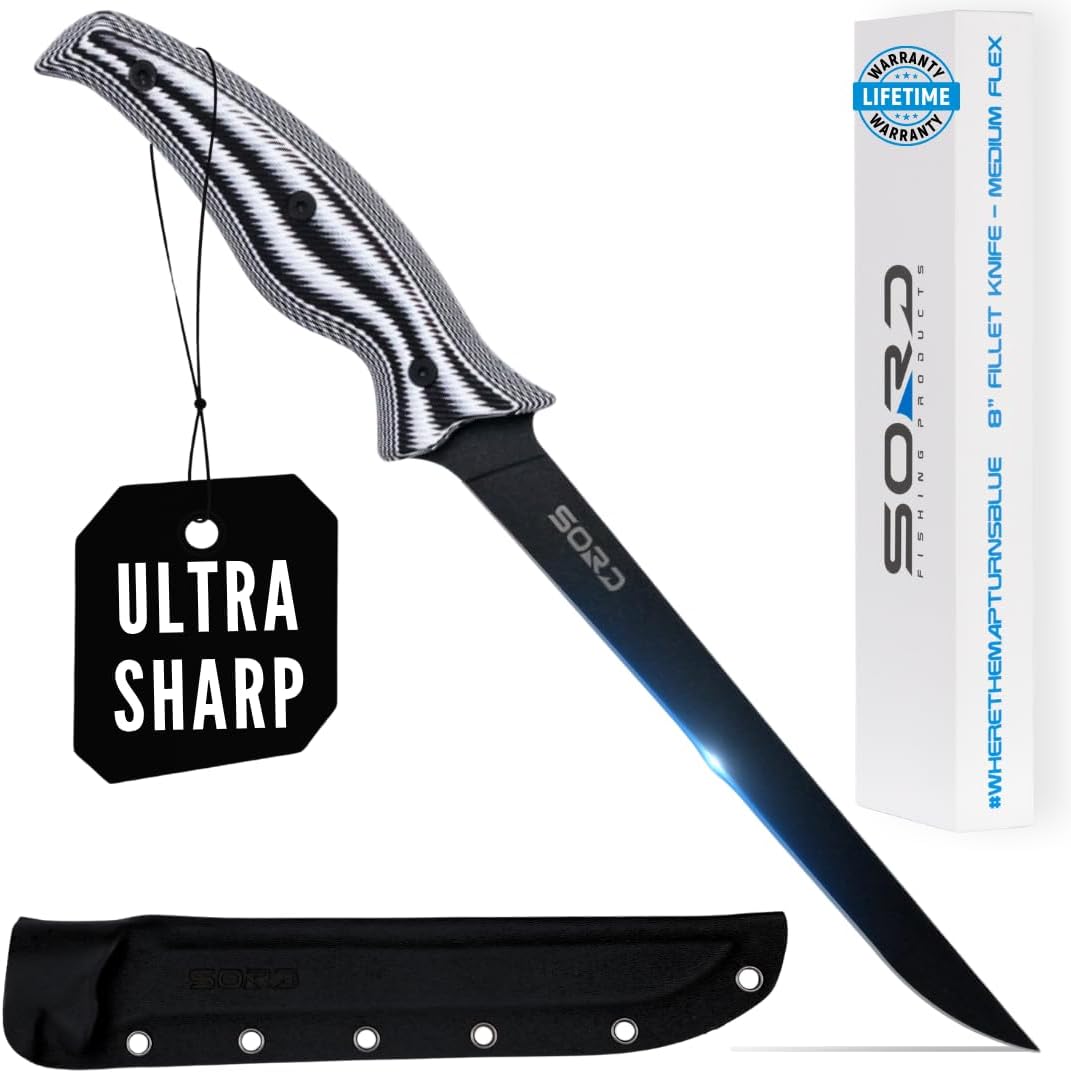 SORD Fillet Knife - 5-9" Filet Knives For Fish - Razor Sharp Boning Knife - Saltwater and Freshwater Fishing - Includes Kydex Sheath - Full Tang Blades | G10 Non Slip Grip | Corrosion Resistant