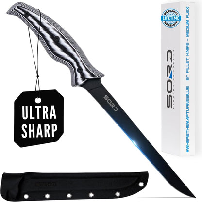 SORD Fillet Knife - 5-9" Filet Knives For Fish - Razor Sharp Boning Knife - Saltwater and Freshwater Fishing - Includes Kydex Sheath - Full Tang Blades | G10 Non Slip Grip | Corrosion Resistant