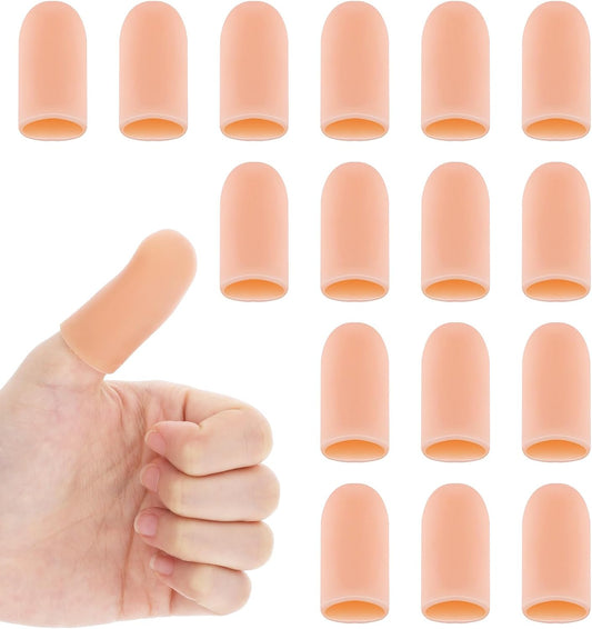 16 Pcs Thumb Cover, Skin Color Finger Caps, Soft Silicone Thumb Protector for Daily Friction Care and Daily Use