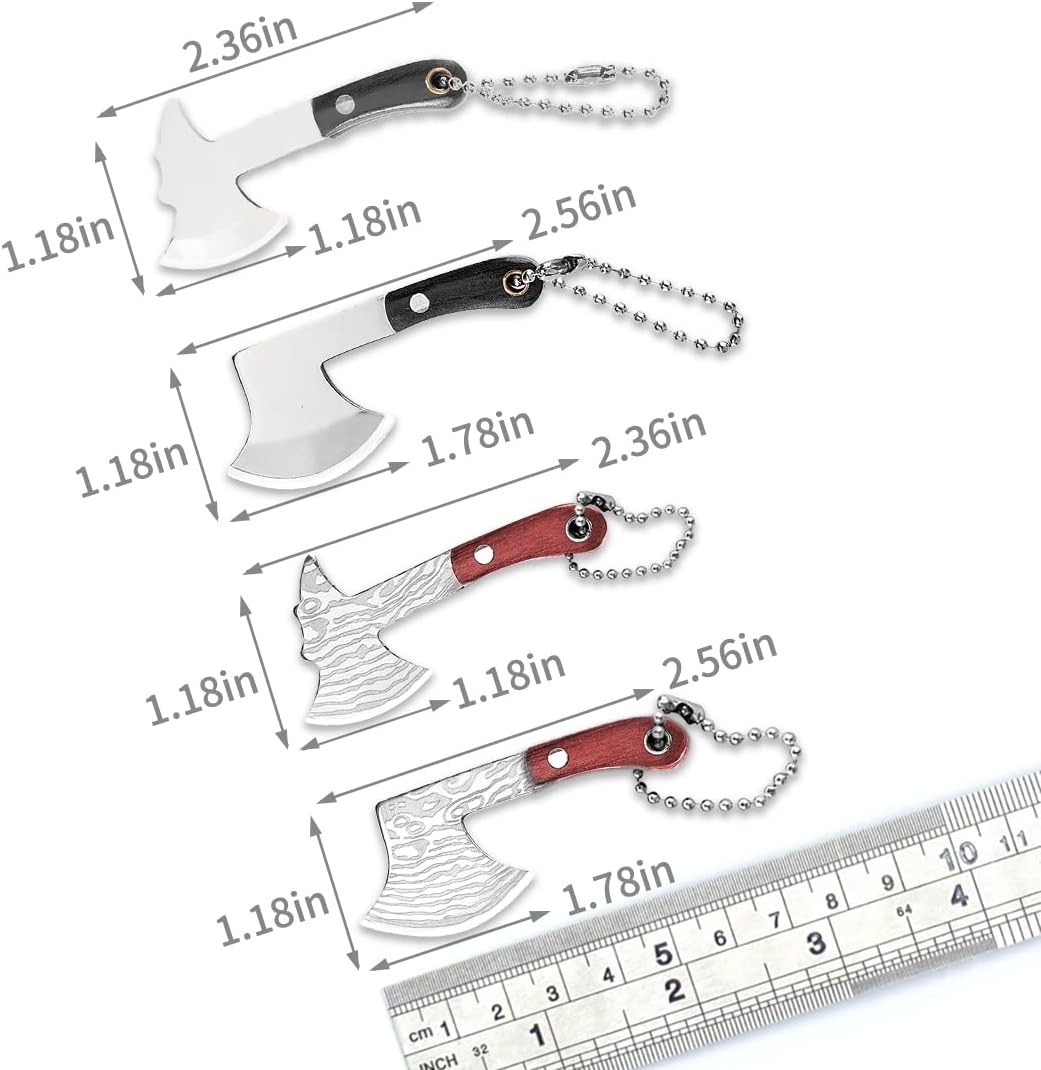 Damascus Pocket Knife Set Mini Chef Tiny Cleaver for Package Opener Box Cutter - of 4