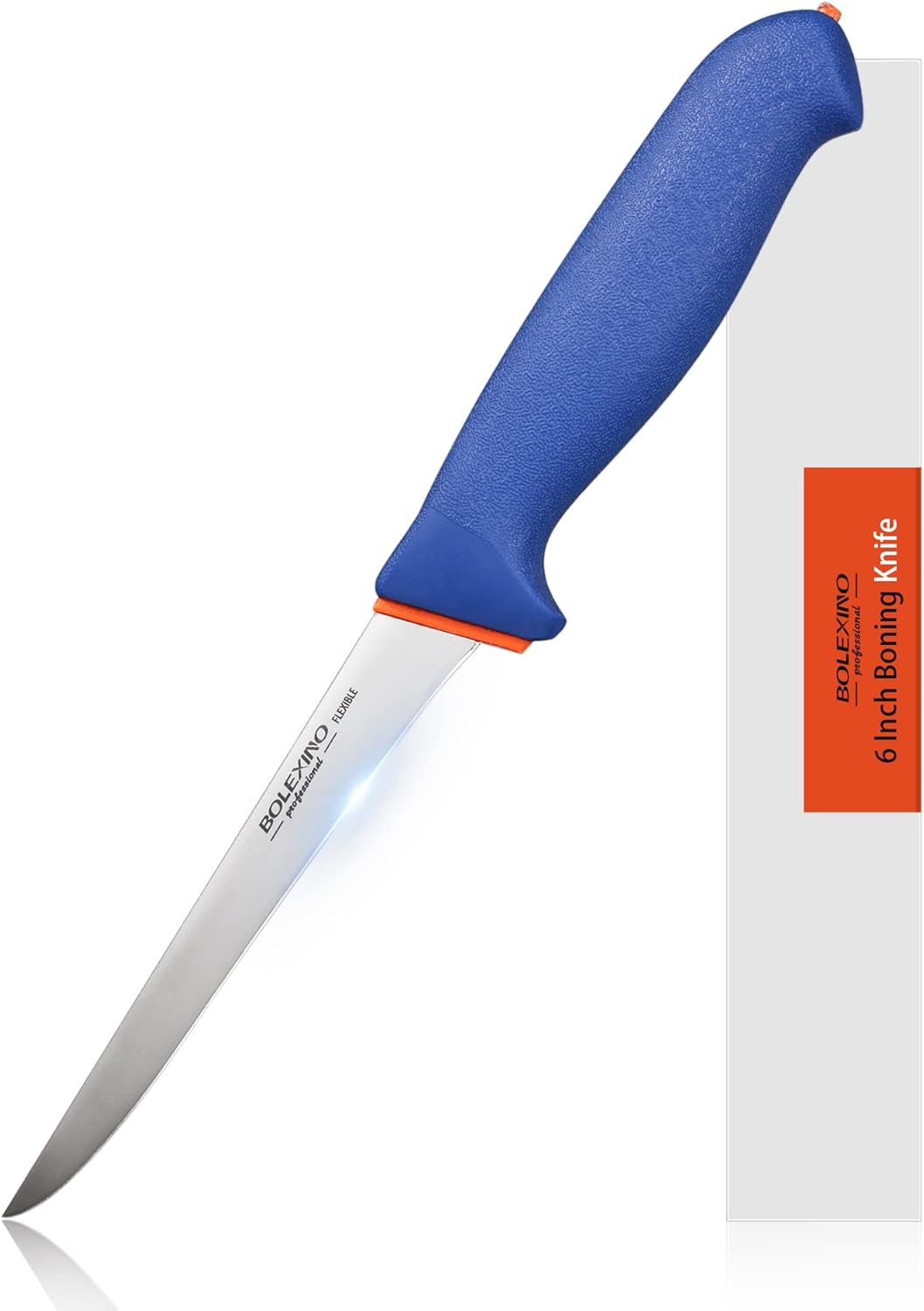 6 Inch Flexible Curved Boning Knife With Non-Slip Softgrip & Sharp Blade For Meat or Fish Deboning Filleting, For Kitchen Home Restaurant, X50CrMoV15 Stainless Steel