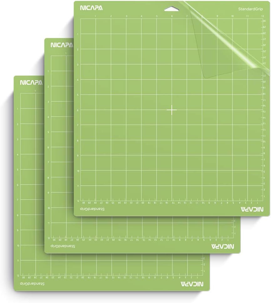 Replacement Cutting Mat for Cricut Maker 3/Maker/Explore 3/Air 2/Air/One (12x12 inch 3pack-Standardgrip、Lightgrip、Stronggrip) Adhesive&Sticky Non-Slip Flexible Square Gridded Cut Mats Set