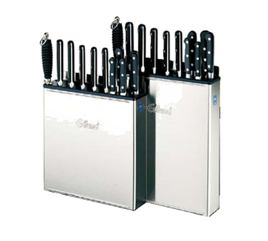 Edlund KR-700 14" Knife Rack with (10) Open Slots | Knives Accessory for Commercial Restaurant Food Truck Diner | (8) Chefs (2) Small Knives Capacity | 2.58"W x 14"L x 15.5"H, Stainless Steel, NSF