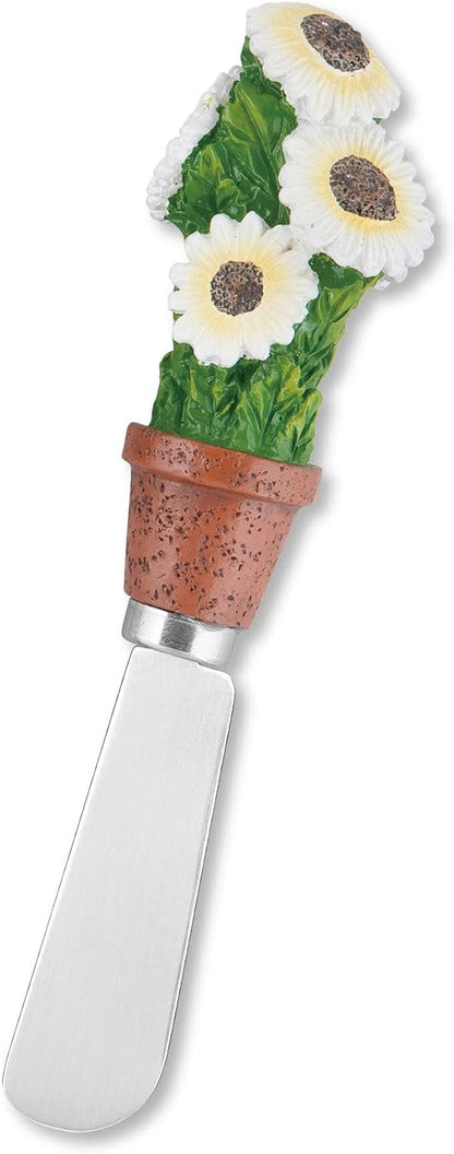 Supreme Housewares Flower Bouquet Cheese Spreaders, Hand-Painted Resin Handles with Stainless Steel Blades for Spreading Cream Cheese, Butter, and Jam, Assorted Designs, Set of 4