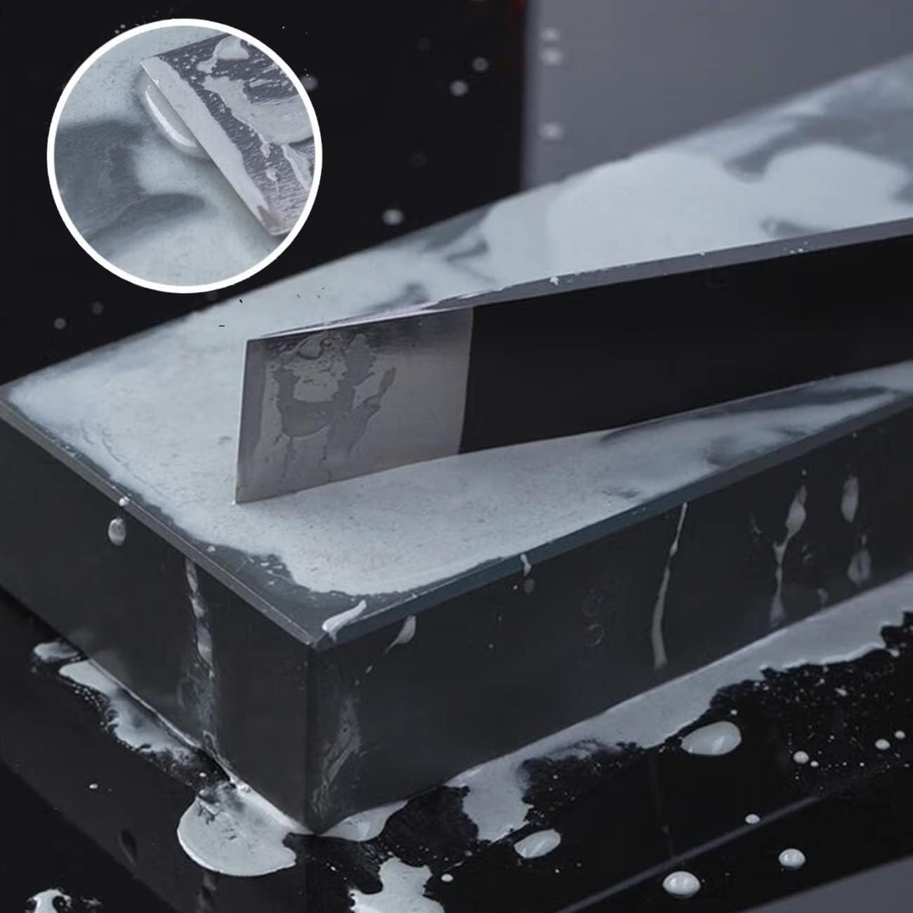 Grandslam Sharpening Stong Whetstone Set, Professional Natural 2 Sided Water Hone 3000# Whetstone, Kinfe Sharpening Stone Kit with Leather Strop, Slurry Stone, Polishing Compound