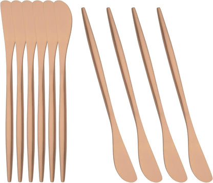 10 Pack Gold Cheese Spreader Knife, Uniturcky Stainless Steel Butter Spreader, 6.9 inches, Condiment Knives for Peanut Sandwich Cream Breakfast Dessert, Matte Serving Utensils