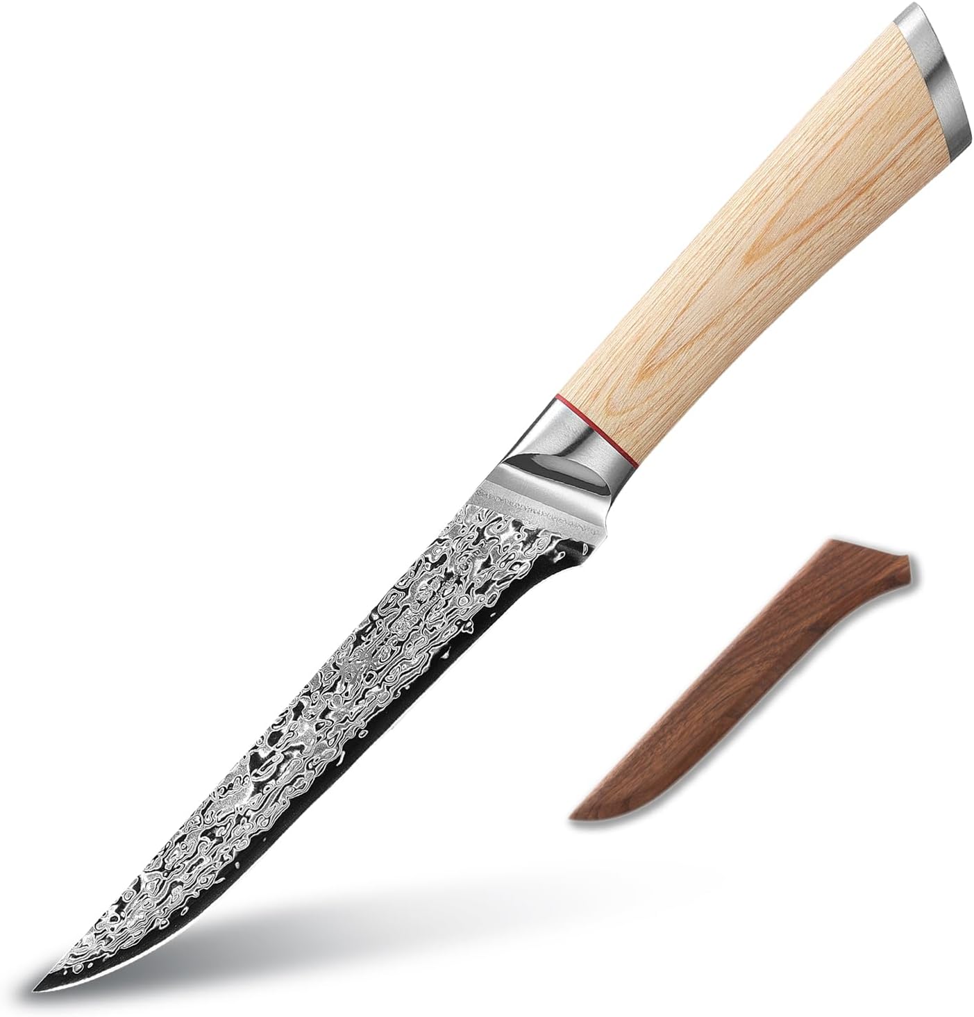 DONGSUN 8 Inch Damascus Chef Knife with North American Black Walnut Sheath, 67-Layer VG10 Forged Steel Japanese Gyuto, Professional Durable Sharpness