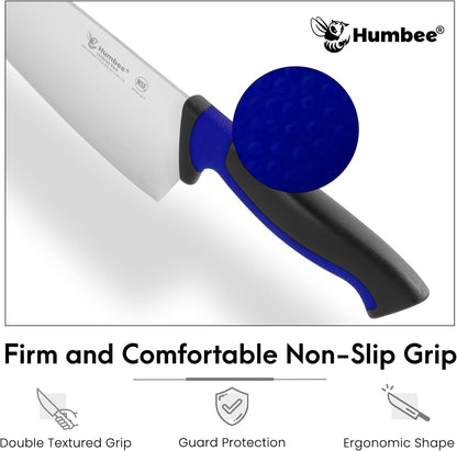 7.5-Inch Nakiri Knife, High Carbon Stainless Steel Hollow Grind Blade, Razor Sharp Edge, Ergonomic Non-Slip Handle, Cleaver Style, DT-50 Series, Orange