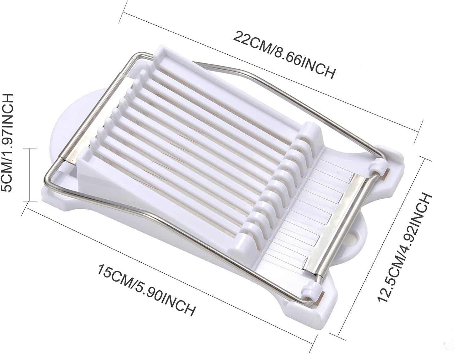 Slicer,Multipurpose Luncheon Meat Slicer,Stainless Steel Wire Egg Slicer,Cuts 10 Slices For fruit,Onions,Soft Food and Ham (White)