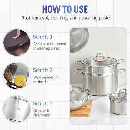 2025 New Premium Rust Remover for Kitchen and Home, Stainless Steel Scratch Remover for Appliances for Oven, Sink, Fridge & Cookware, Cleans Grease, Scuffs & Restores Shine (1)