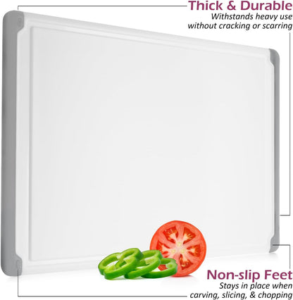 Extra Large Plastic Cutting Board for Kitchen - 18 Inch Dishwasher Safe Cutting Board, Reversible Chopping Board with Juice Groove + Non Slip Feet for Meat, Fruit, Vegetables, Meal Prep by Belwares