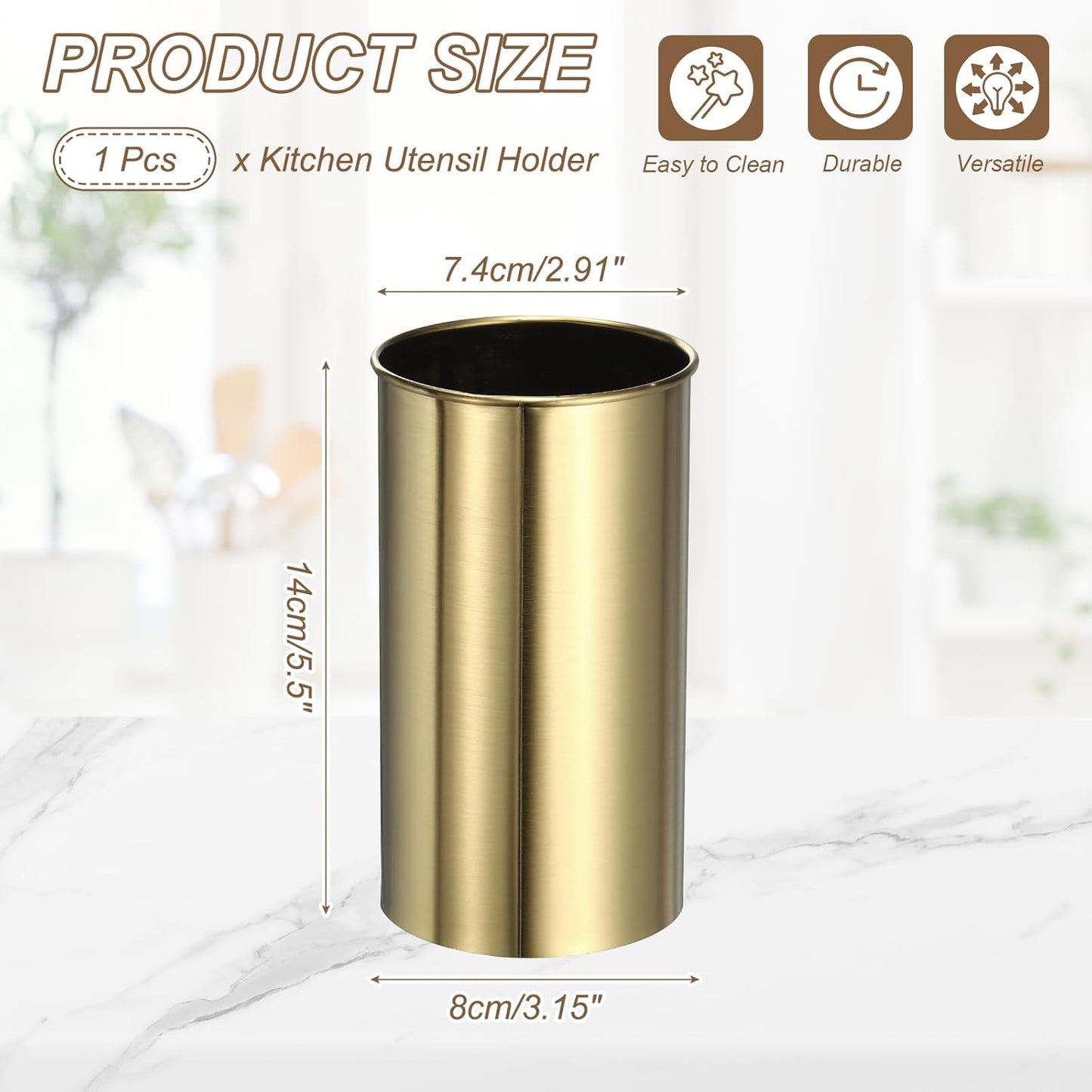 uxcell Kitchen Utensil Holder, 3.1x4.7 Stainless Steel Utensil Cutlery Holder Cooking Flatware Organizer for Kitchen Restaurant Countertop Fork, Straw, Knives, Spoon, Chopstick, Silver