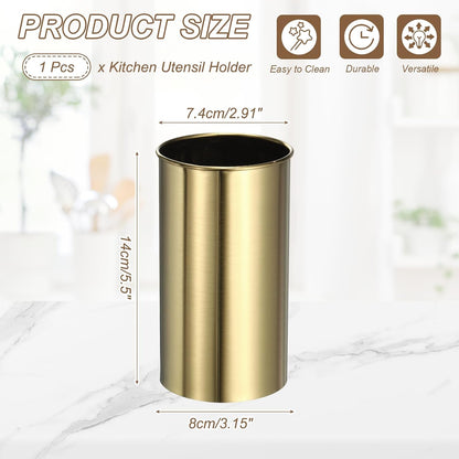 uxcell Kitchen Utensil Holder, 3.1x4.7 Stainless Steel Utensil Cutlery Holder Cooking Flatware Organizer for Kitchen Restaurant Countertop Fork, Straw, Knives, Spoon, Chopstick, Silver