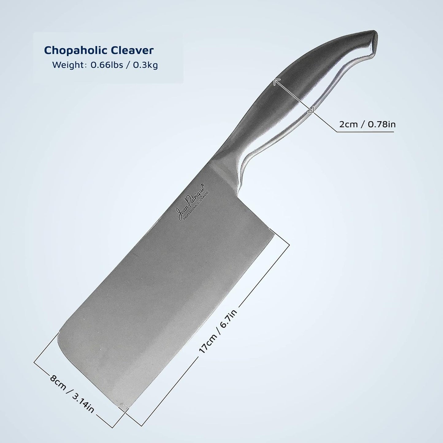 Jean-Patrique Cleaver Butcher Knife - Single Forged with Razor Sharp Edge Cleaver Knife - Kitchen Chopping Knife Meat Cleaver 6.7"/17cm