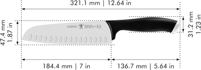 HENCKELS Silvercap Razor-Sharp Hollow Edge Santoku Knife 7-inch, German Engineered Informed by 100+ Years of Mastery, Black/Stainless Steel