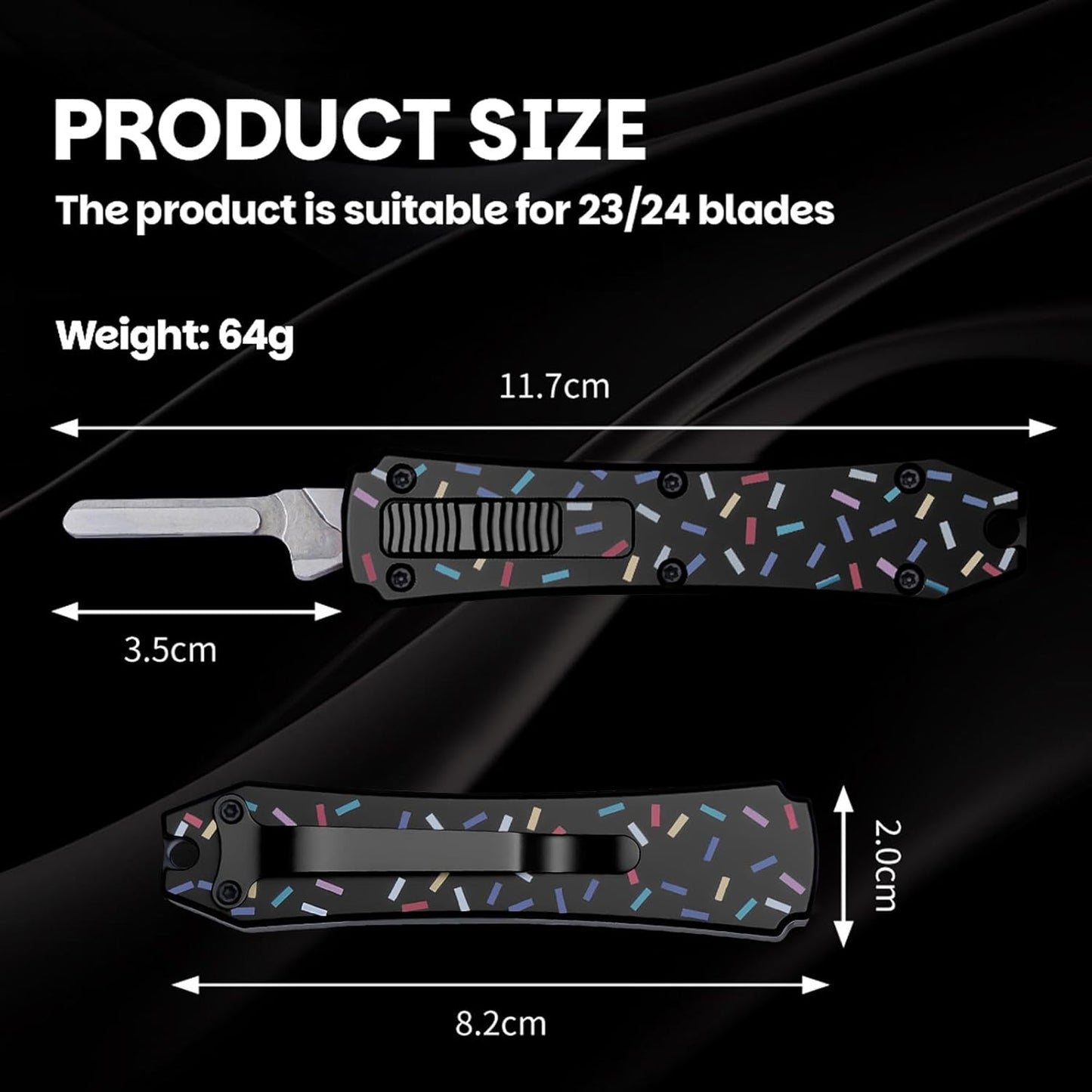 Automatic Utility Knife,All Metal Construction Carbon Stainless Steel Blade,Box Cutter Quick Change Retractable,EDC Push Button with Clip,10PCS #23 Blades Replacement,Stars&Stripes