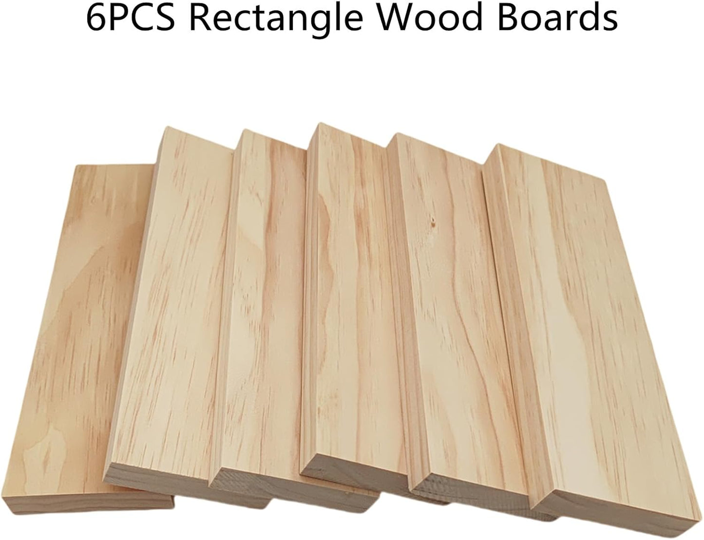 4PCS Rectangle Wood Boards Unfinished Wood Blocks for Crafting, 8x6x1in Blank Whittling Wooden Blocks for Wood Carving,Painting & Burning