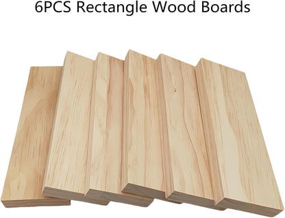 4PCS Rectangle Wood Boards Unfinished Wood Blocks for Crafting, 8x6x1in Blank Whittling Wooden Blocks for Wood Carving,Painting & Burning